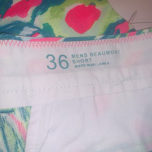 Lilly Pulitzer Mens 36 Beaumont Shorts Pink Sunset Guac and Roll Beach - Picture 7 of 8